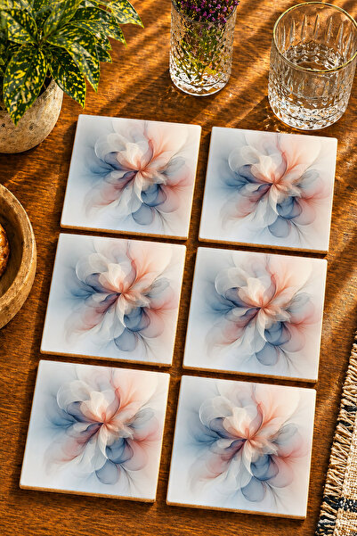 JHAAR Soft Pastel Floral Patterned Modern Set of 6 Coasters - Uv Printing Mdf...