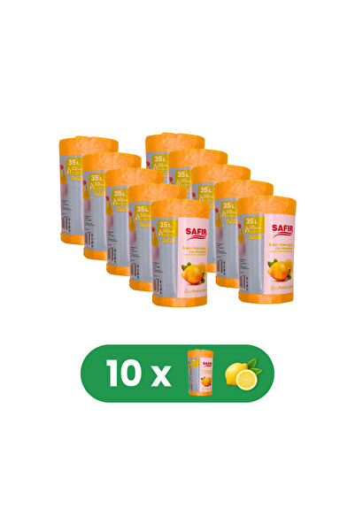 SAFİR Set de 10 role Saci Menajeri 35L cu mâner, 50 bucăți/rolă, cu parfum de...