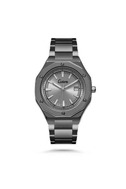 catera Men's Watch with Silver Steel Strap and White Dial