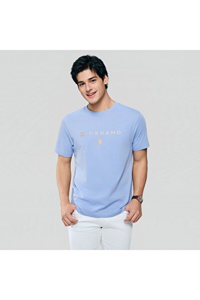 Giordano Men’s Slim Cotton Crew Neck Signature Print Tee