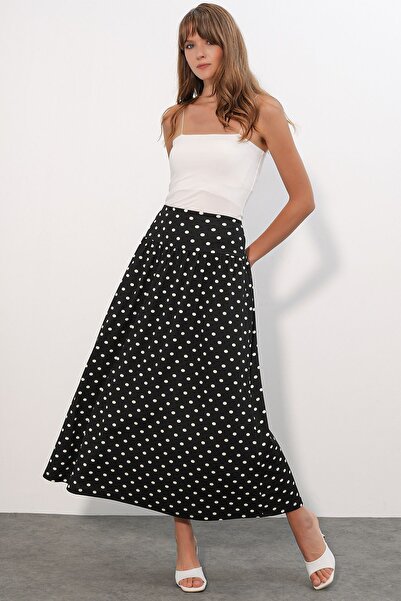 Hiccup Bdart High Waist Polka Dot Long Skirt