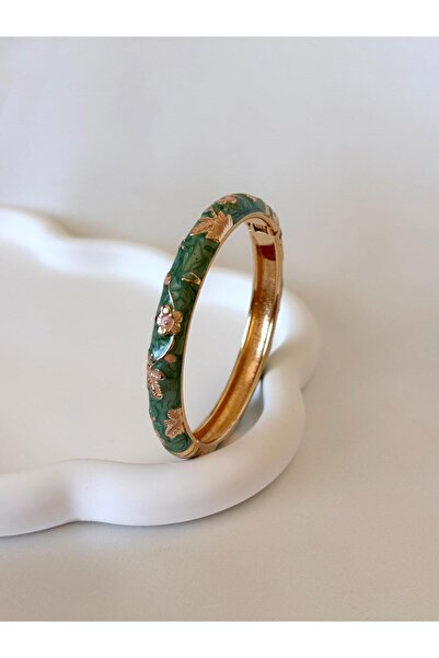 LioraJewellry Mineli Kelepçe Bileklik Yeşil