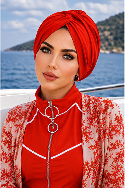 Aişe tesettür Pomegranate Flower Twist Model Ready Sea - Pool Cap