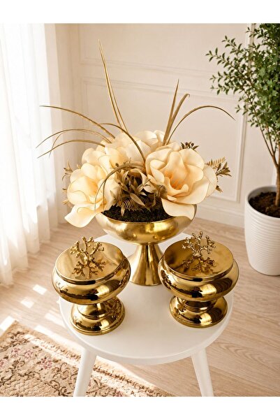 Evaart GOLD ŞEKERLİKLİ EVA ÇİÇEK ARANJMANI HEDİYELİK YAPAY ÇİÇEK MASAÜSTÜ EV&...