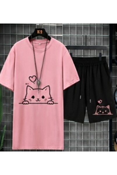 COZYWEAR طقم شورت كبير الحجم للجنسين، تي شيرت بأكمام قصيرة، مريح، مناسب للصيف...