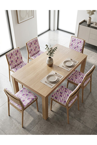 GENÇEV HOME COLLECTİONS Set of 6 Chair Cushions with Backrest Soft Seat Cushi...