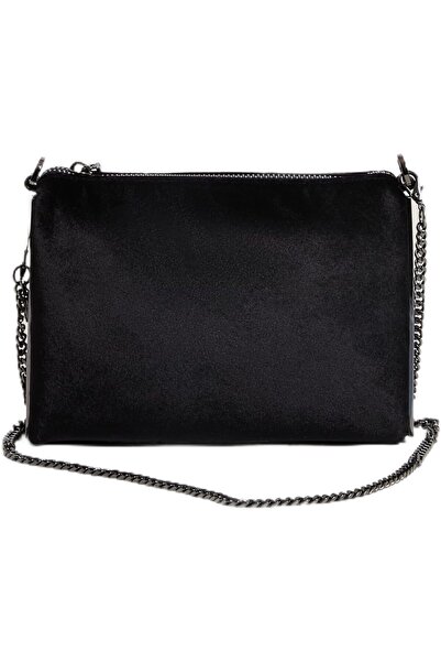 Ted Baker Geneva Bar Detail Velvet Crossbody Handbag, One Size, Black