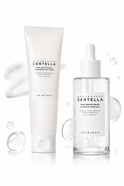 Skin1004 Madagascar Centella Tone Skin Lightening Ampoule 100ml + Cleansing F...