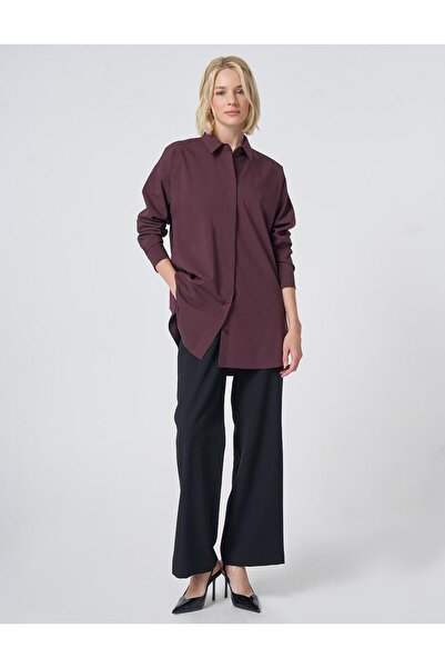 Kayra Patı Gizli Cotton Tunic Claret Red