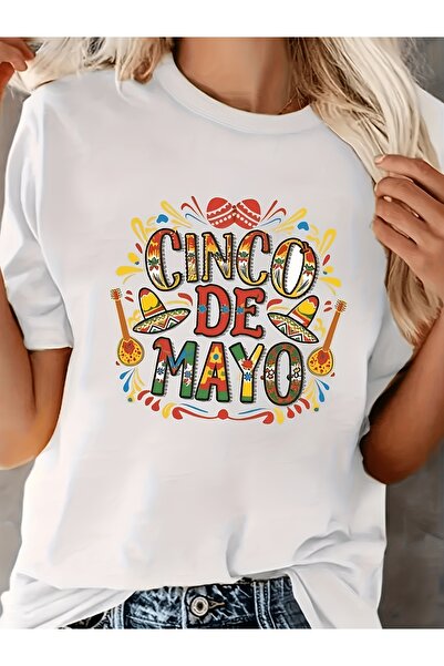 2mcup تي شيرت كاجوال مطبوع برقبة دائرية وأكمام قصيرة من Cinco De Mayo للربيع ...