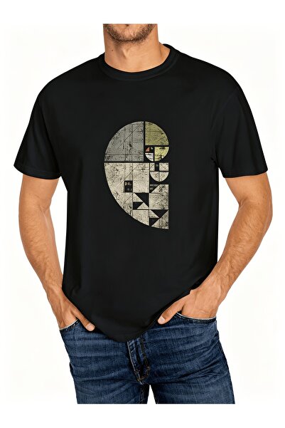 212Wear Men's Pure Cotton T-shirt, Vintage Geometric Golden Ratio Art Print P...
