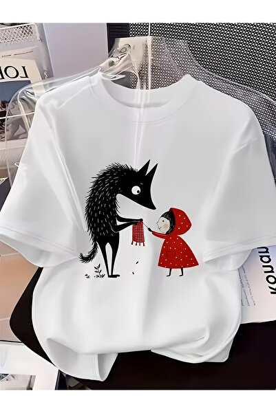 12 Teknoloji Tale Wolf Short Sleeve T Shirt Womens Summer New Loose Comfortab...