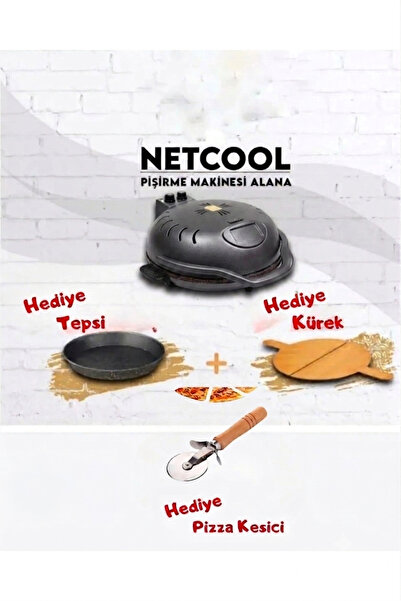 Ekmek Lahmacun Pizza Pişirme Makinesi (Pizza Kesici - Kürek - Tepsi Hediyeli)