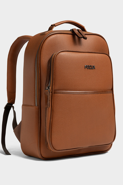 Fiyaka Unisex Leather Backpack with Laptop Compartment Laptop Backpack Taba