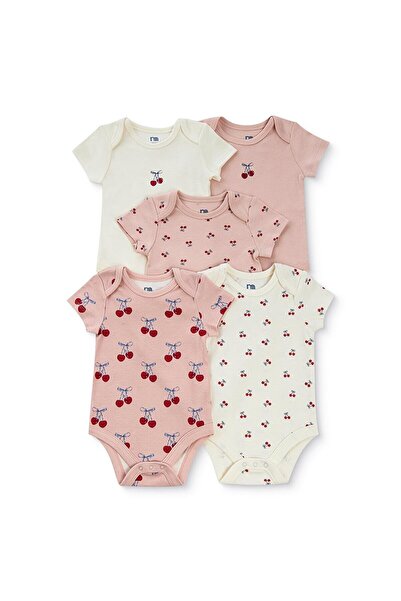 MOTHERCARE Kız Bebek 5li Body Hayvan Baskılı Çıtçıtlı Zarf Yaka Long Sleeve