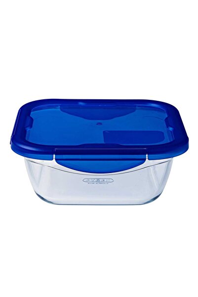 Pyrex Cook&Go Square Roaster with Lid, 16 cm, 800ml, Dark Blue