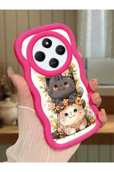 Hontinga Redmi 14C Uyumlu Kılıf kamera koruyucu Kırmızı Silikon Couple Telefo...