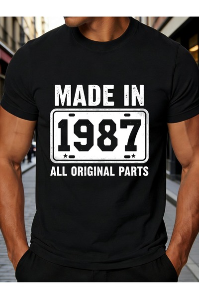 LİNA06 Retro Vintage Style Men'S T-Shirt Made in 1987 All Original Parts Grap...