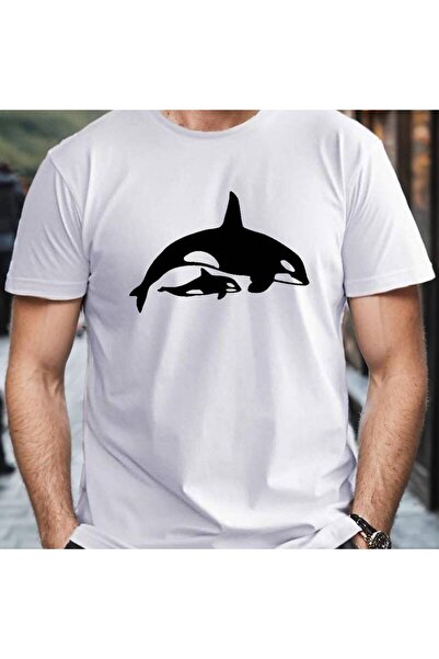 BASEPULSE Men's T-Shirt with Whale Print Casual, Breathable, Round Neck, Shor...