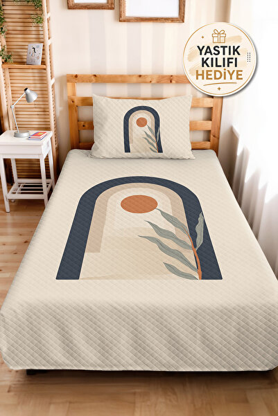 Evimde Bambaşka Geometric Cream Young Room Single Pique Set - Bohemian Navy B...