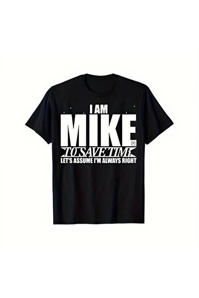 LİNA06 تي شيرت رجالي بطباعة "I Am Mike" ناعم وثقيل الوزن 180 جرام، تصميم ضيق ...