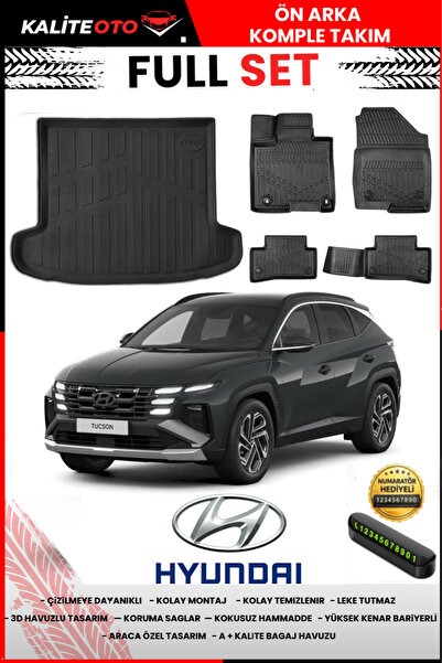 ko kaliteoto Hyundai Tucson 2026 Model 3D Bagaj Havuzu Ve Paspas Seti+Numarat...