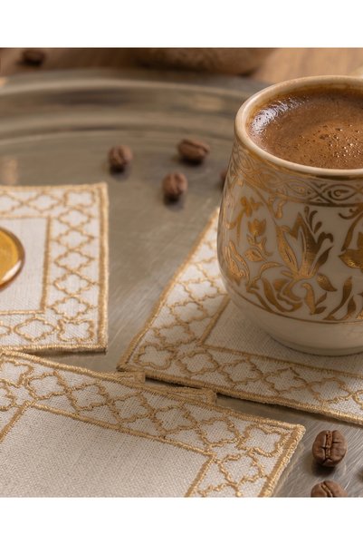 gkzglass home dekor 6 Linen Fabric Embroidered Coffee Side Cocktail Napkins & Coasters Serving Napkins