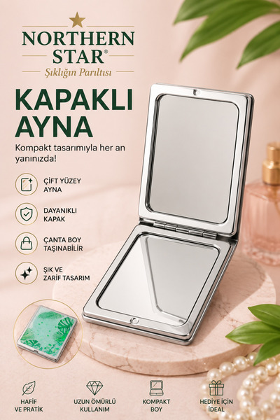 Northern Star Kapaklı Cep Aynası Mini Cep Çanta Makyaj Aynası