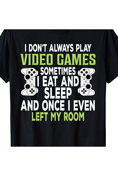 NOURAM تي شيرت بطباعة 'I Don't Always Play Video Games' بوزن 180 جرام للمراهق...