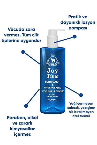 joy time Kayganlaştırıcı Jel Masaj Jeli Su Bazlı 500ml Kokusuz Renksiz
