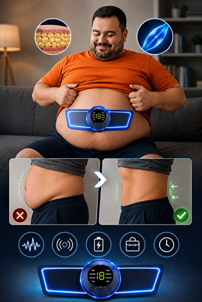 xolo Abdominal Şarjlı TENS EMS Göbek Bandı Karın Pedi Masaj Cihazı 8 Program ...
