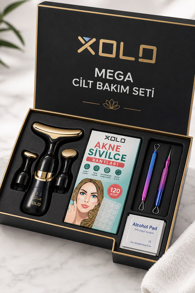xolo Mega Cilt Bakım Seti 3 Başlıklı Yüz Masaj Cihazı Bandı Komedon Temizleme...