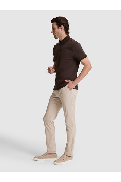 Cacharel Beige Slim Fit Cotton Blend Canvas Trousers 50328226-Vr011