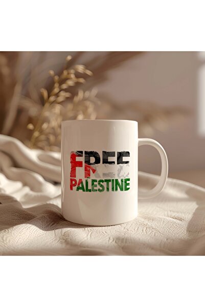 BB TRADE Free Palestine Designed White Ceramic Printed Mug 330ml