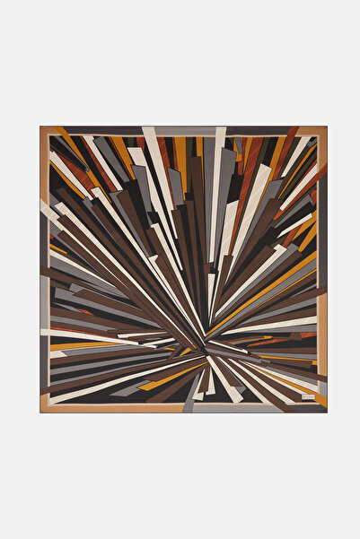 Vakko KAHVE GEOMETRİK DESENLİ TWILL GAVROŞ