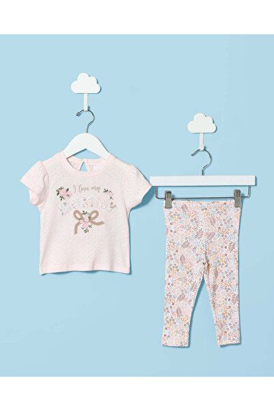 REDTAG Infant Girls Pink And Peach Printed Pyjama Set