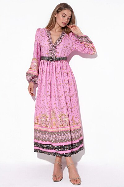 Hiccup Msn Floral Patterned Belted Maxi Dress