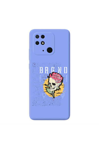 Other Xiaomi Redmi 10C Skull Roses Light Purple Colored Silicone TPU Θήκη