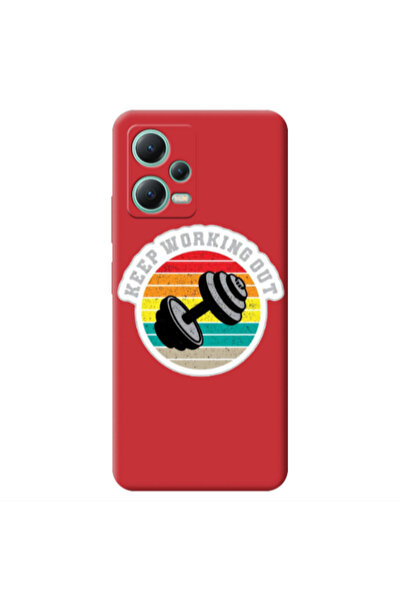 Other Xiaomi Redmi Note 12 Pro 5G Keep working out Red Colored Silicone TPU Θήκη