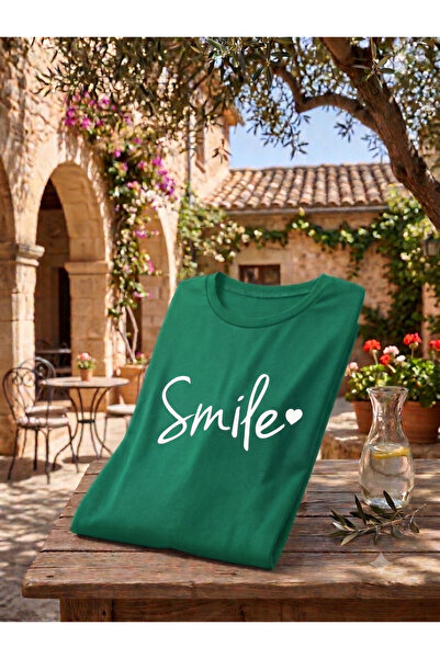 KOZAİ OUTDOORS Women's Smile Printed Oversized Crew Neck T-Shirt