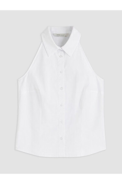 LC Waikiki Rmz Gi̇yi̇m Farkiyla Shirt Roba Collar Halter Sewing 100% Cotton B...