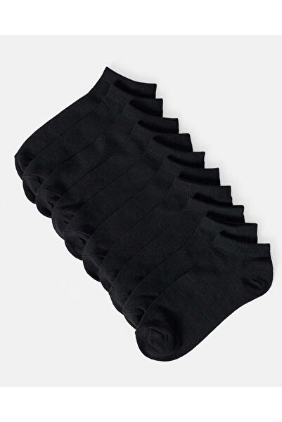 REDTAG مجموعة جوارب رجالية سوداء للكاحل مكونة من 10 أزواج