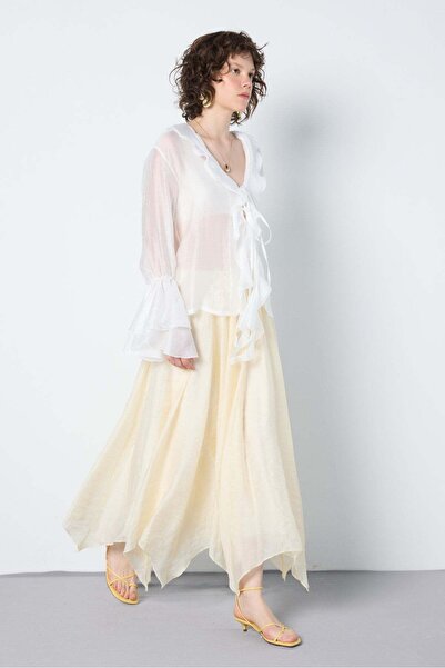 minaaise Asymmetrical cut long skirt yellow