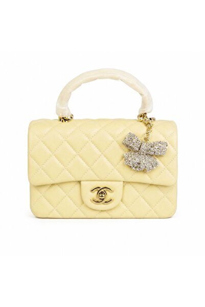 silora Classic Quilted Design Women's Handbag with Crystal Bow Pendant