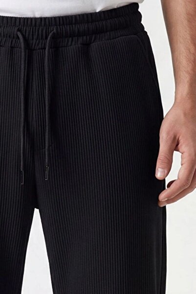 EXSPORT Pantaloni de sezon pentru bărbați, din țesătură cu aspect ribbit, cu ...
