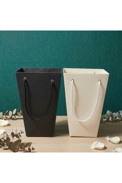 KERİBOX hediye çiçek kutusu ipli taşınabilir flower box çanta kutu