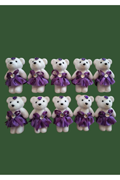 Mini Ayıcık 11cm X 6cm Mor Renk 10 adet