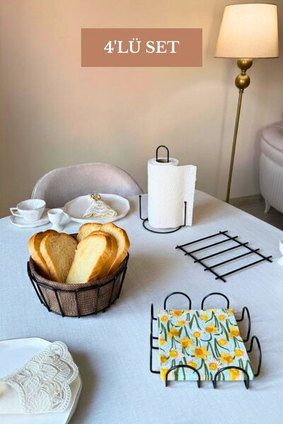 Edora Home Set of 4 Black Square Napkin Holders, Upright Paper Towel Holders,...