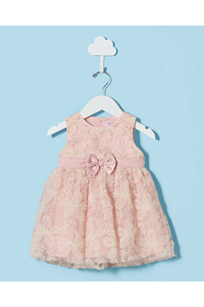 REDTAG Infant Girls Pink Floral Dress With A Bow
