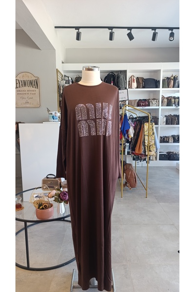 FASHION Stone-Embellished Front Daily Dress Prayer Gown Cotton Combed